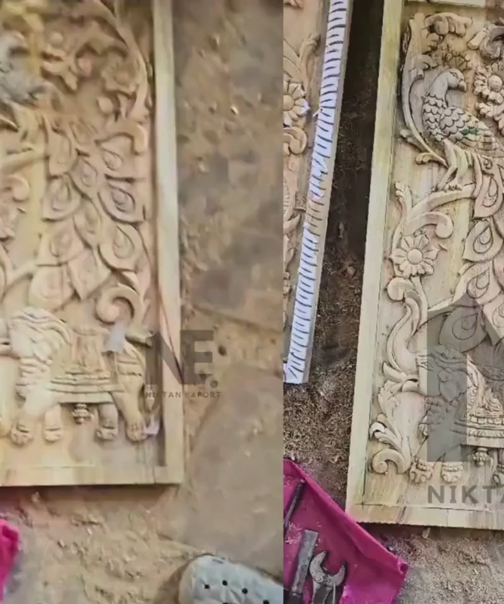 Indian hand-carved elephant peacock furniture