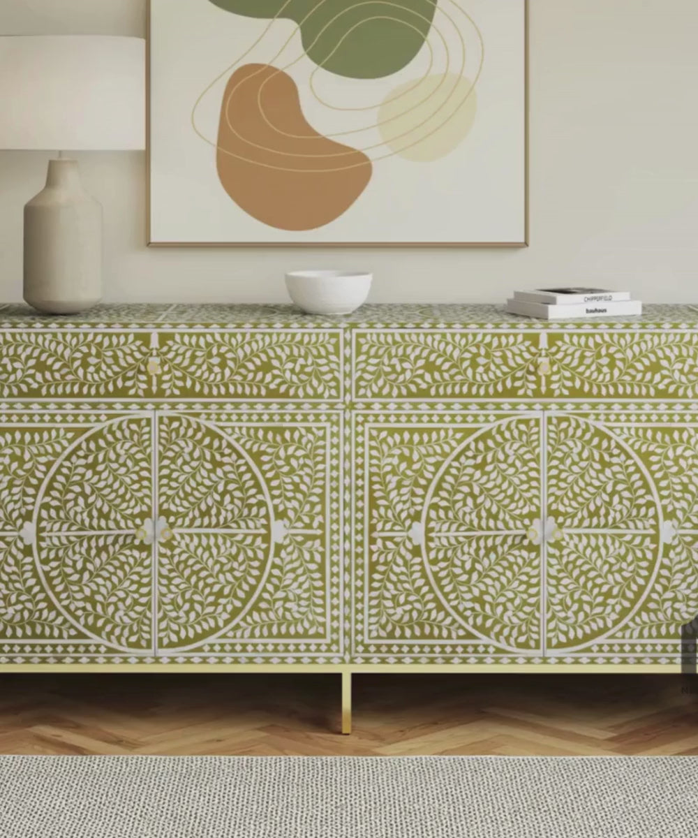 Handmade scroll vine buffet cabinet