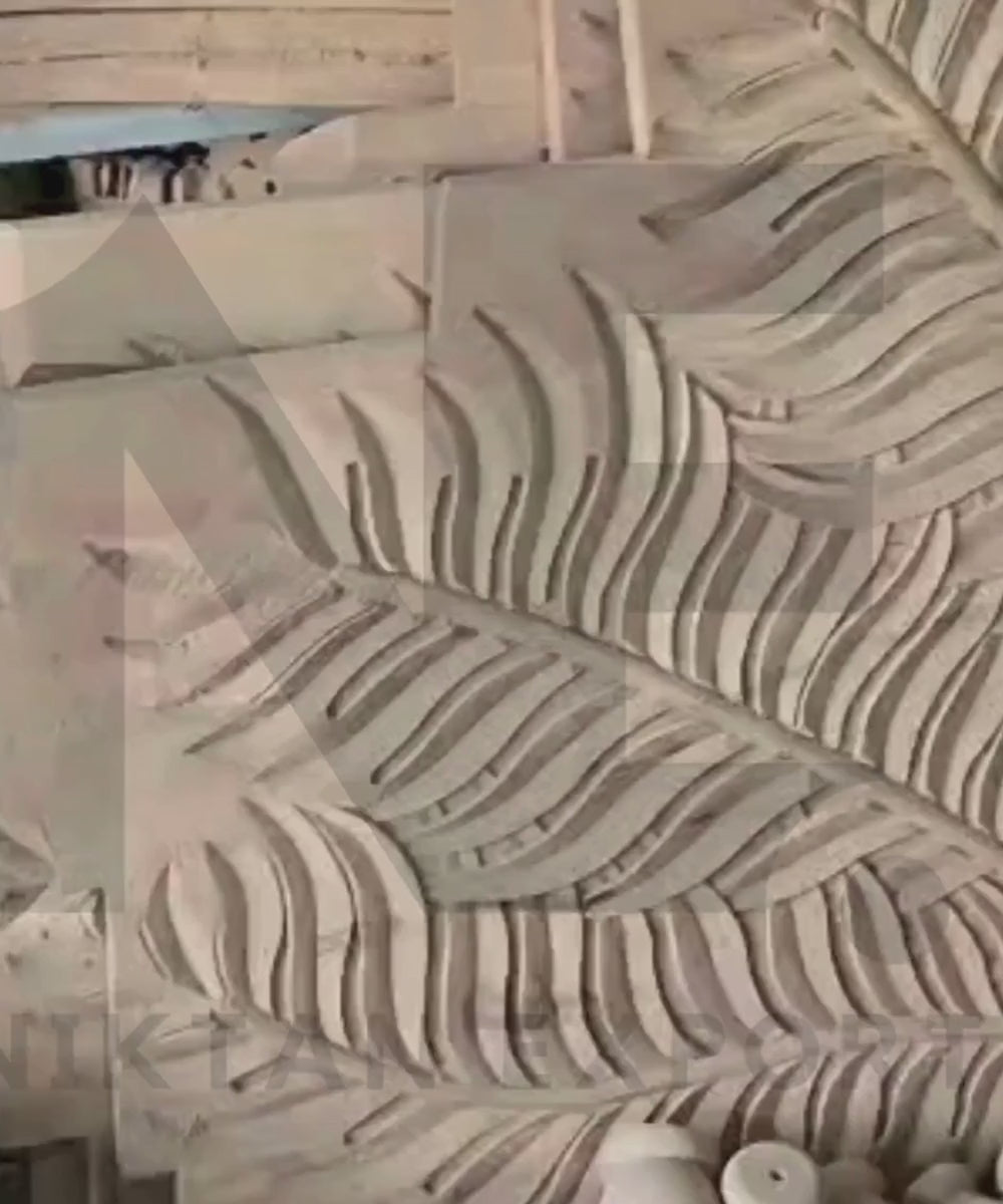 Hand-carved botanical wooden bed