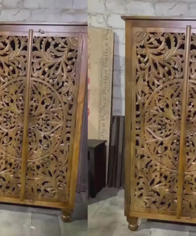 rustic mango wood wardrobe for bedroom storage