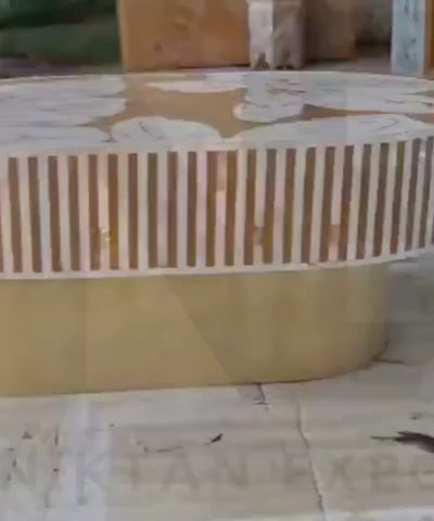 Hibiscus flower mother of pearl inlay furniture