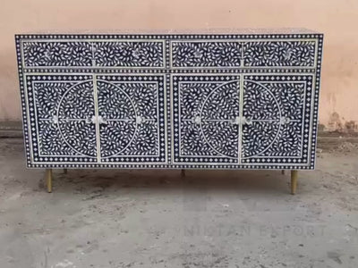 Close-up of intricate floral inlay pattern