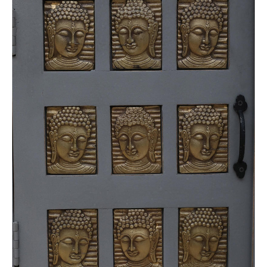 Sangariya Solid Wood Sideboard Cabinet With Brass Budha