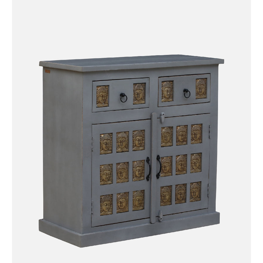 Sangariya Solid Wood Sideboard Cabinet With Brass Budha