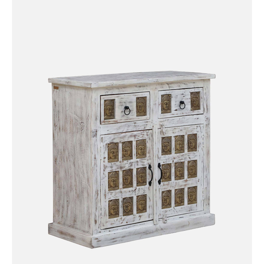 Sangariya Solid Wood Sideboard In White Distressed Finish