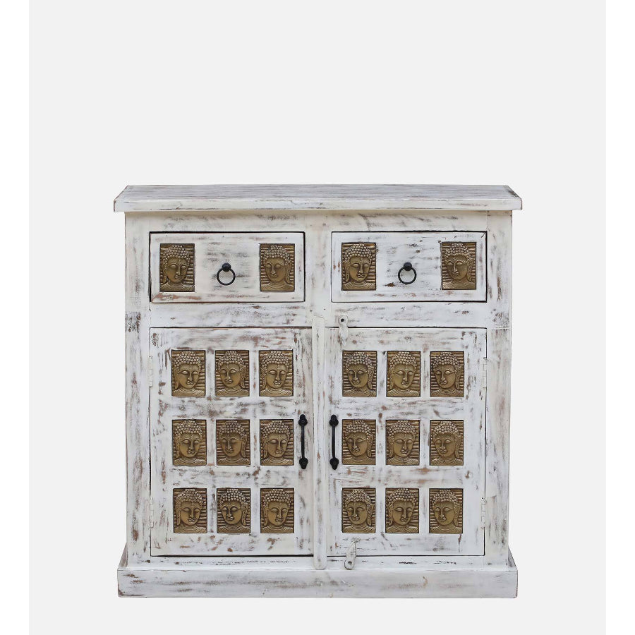 Sangariya Solid Wood Sideboard In White Distressed Finish