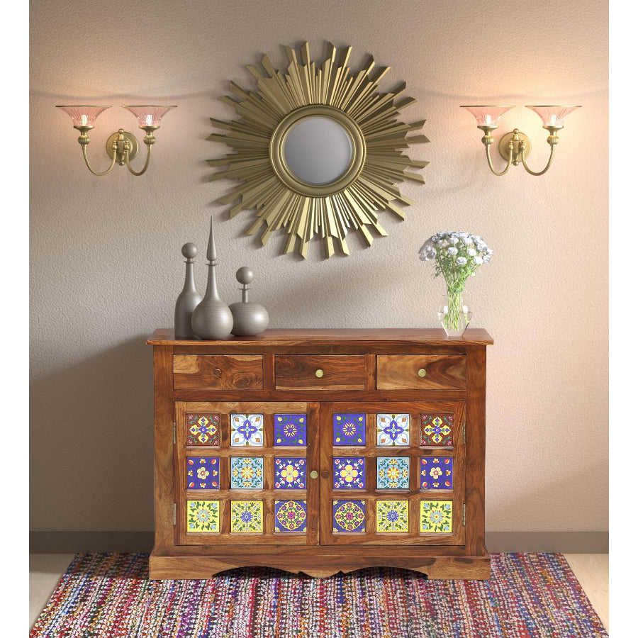 Jodhpur Sheesham Wood Sideboard In Rustic Teak